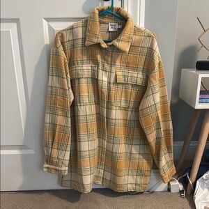 Plaid Button-Up Shirt in Yellow and Green